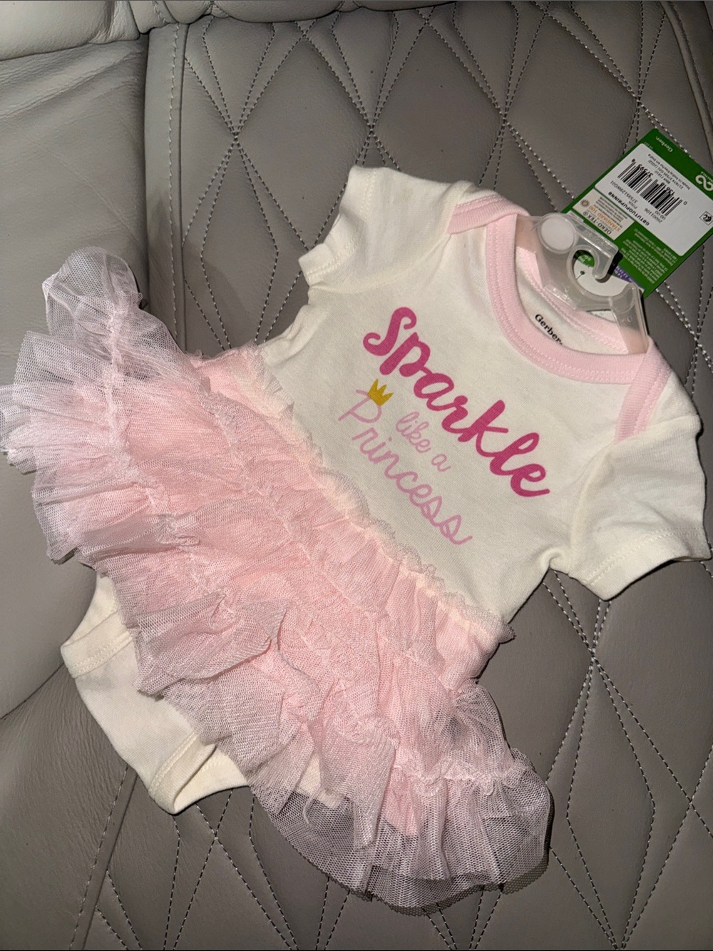Gerber White and Pink Tutu Bodysuit with 'Sparkle' Graphic - Picture 2 of 4